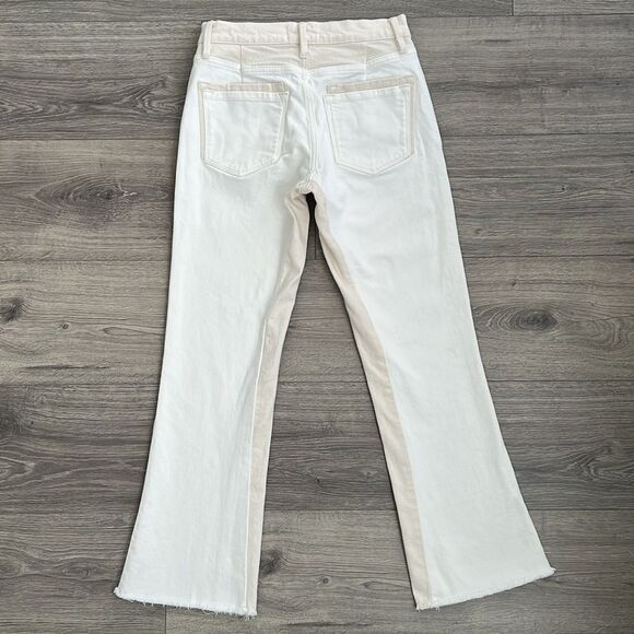 FRAME Le Crop Mini Bootcut Jeans Size 24 Neutral White Western Boho Festival 70s - Picture 9 of 12